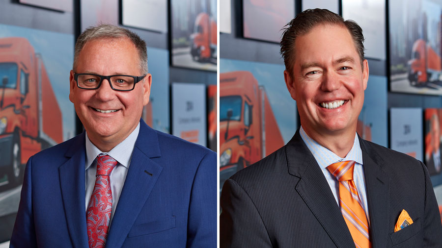 Official succession announcement photographs of Mark Rourke on the left and Jim Filter on the right