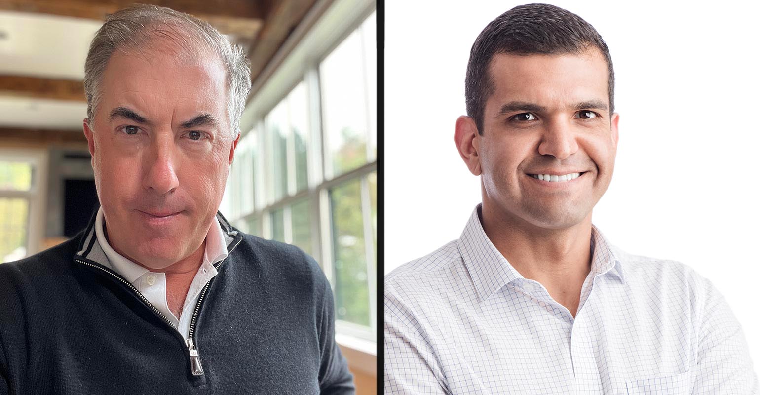Separate portraits of Product Lab partner Rob Foregger, left, and MarketGrader founder Carlos Diez, right.