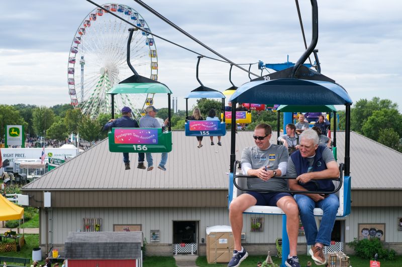 Old National and Bremer Bank colleagues riding over the Minnesota State Fair in 2025