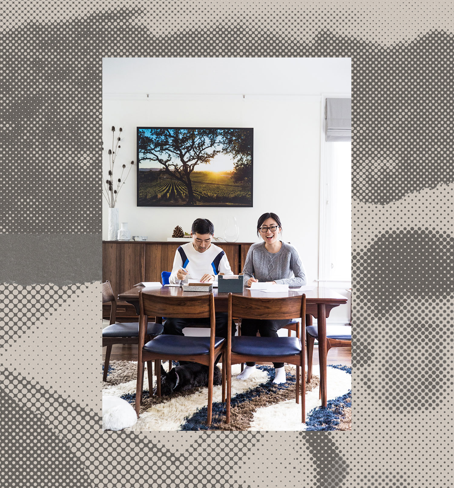 Jini Kim smiling beside her brother Kimong at a table, in a photograph published by Nuna