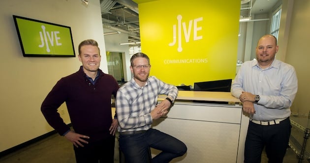 Jive co-founders John Pope, Mike Sharp and Matthew Peterson in the Lindon office in 2017