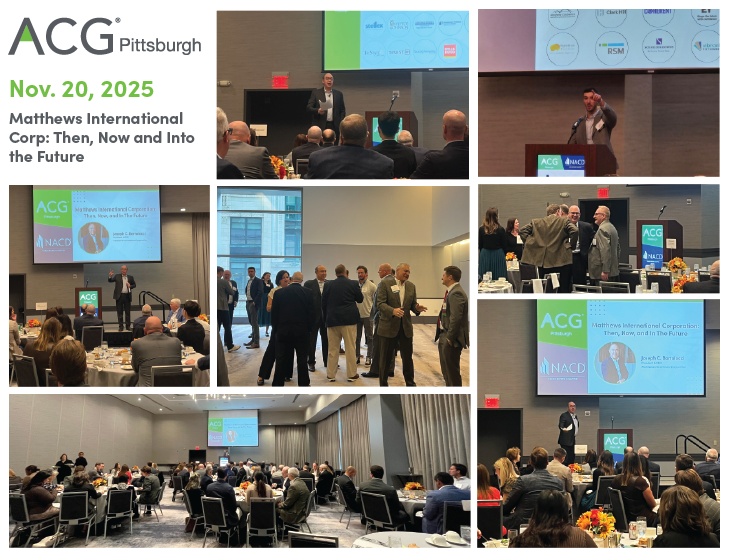 ACG Pittsburgh collage showing Joe Bartolacci speaking beside presentation slides and attendees gathered at the November 20, 2025 event