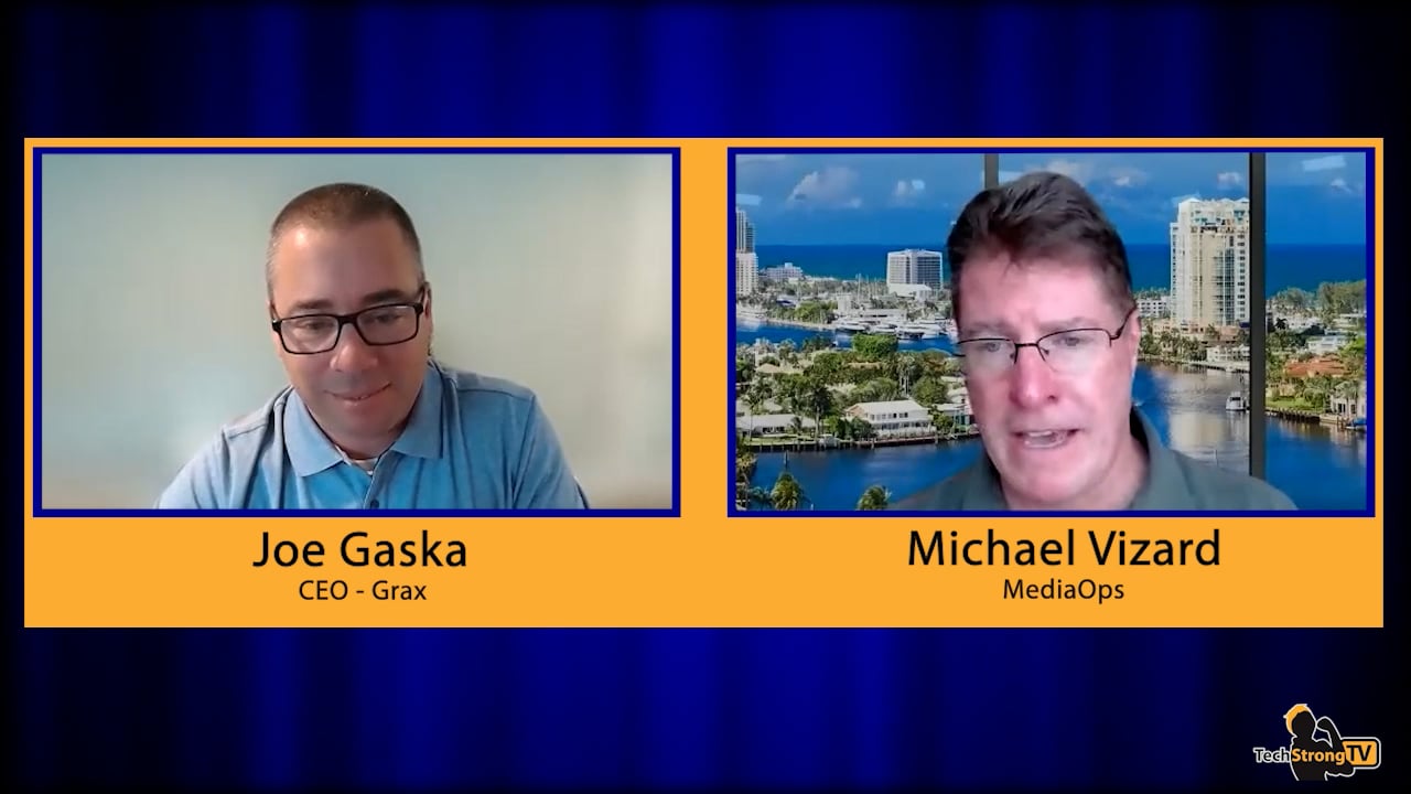 Joe Gaska speaking with interviewer Michael Vizard during a Techstrong TV conversation