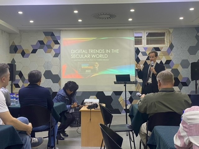 John Carley presenting digital trends at the FEBC training conference in Mongolia