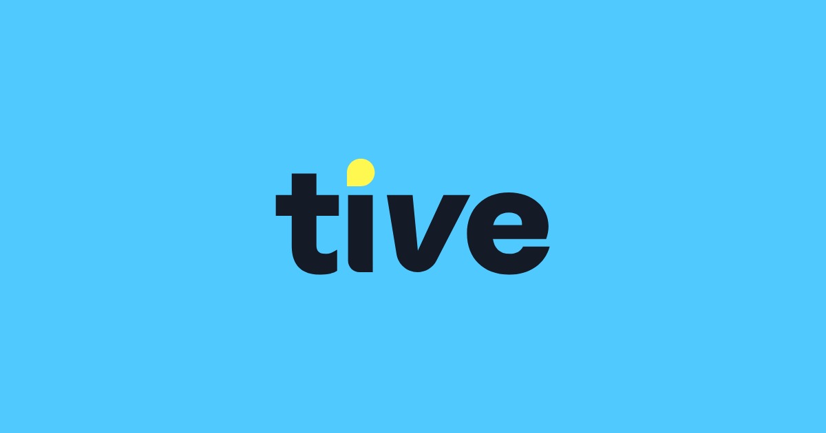 Tive brand card with its mark on a blue field