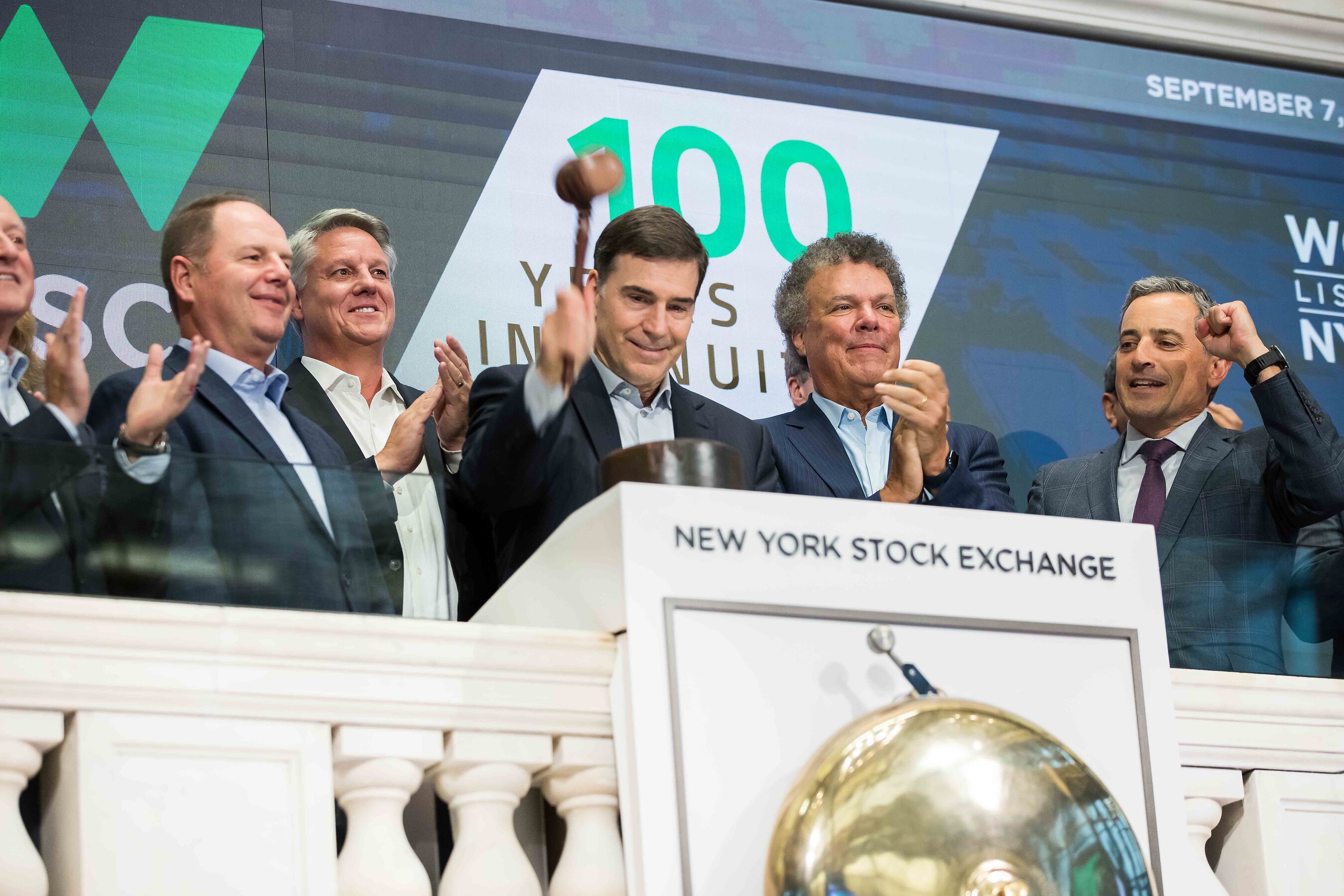 John Engel and the Wesco team at the New York Stock Exchange for the company’s centennial closing-bell ceremony
