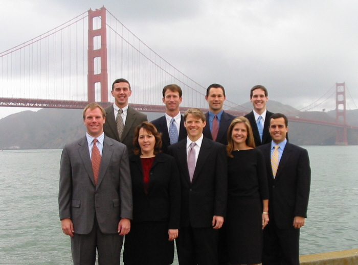 Alpine’s founding team posing in front of the Golden Gate Bridge