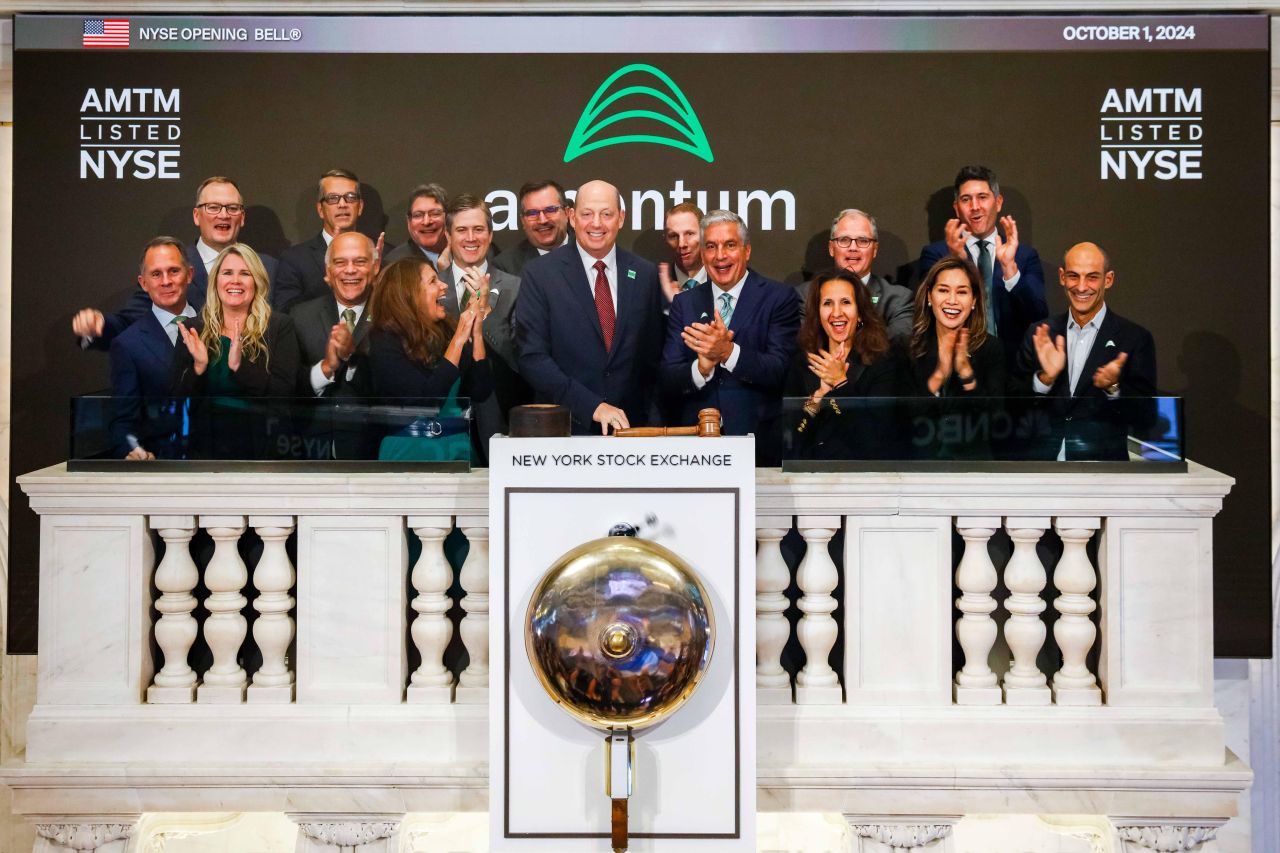 John Heller and Amentum colleagues celebrate at the New York Stock Exchange opening bell on October 1, 2024