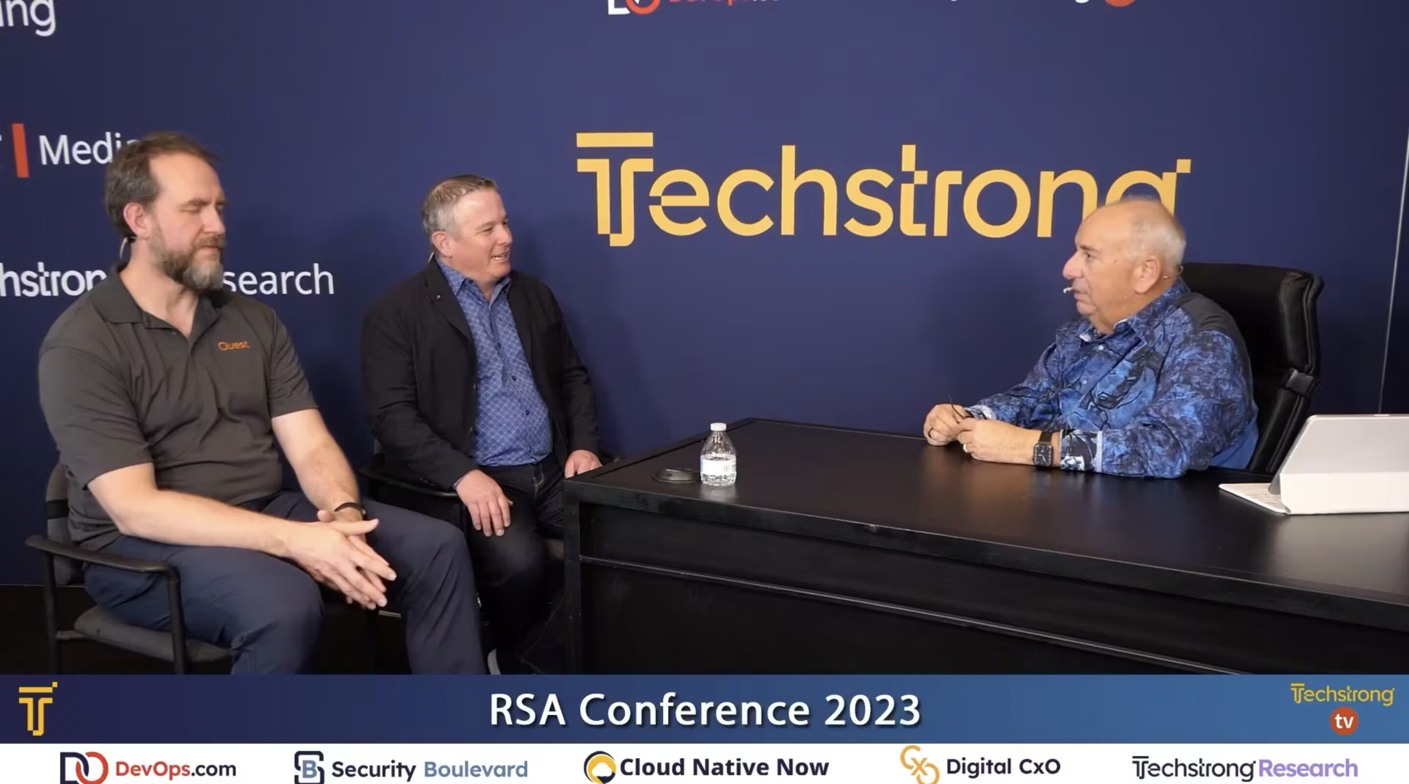 John Hernandez and Matthew Vinton speaking during an RSA Conference 2023 interview