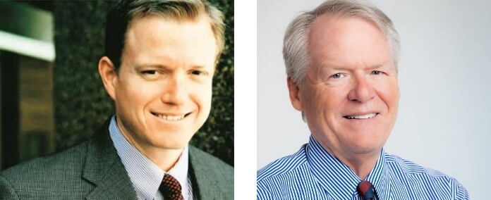 Archival portraits of John Roberts on the left and David Buchanan on the right