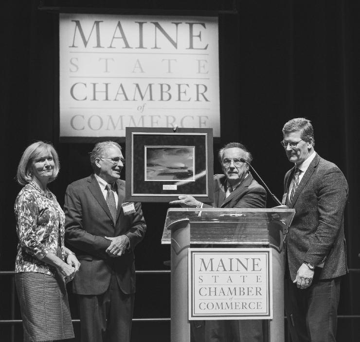 John Leonard, second from left, at the Maine State Chamber’s 2018 award presentation