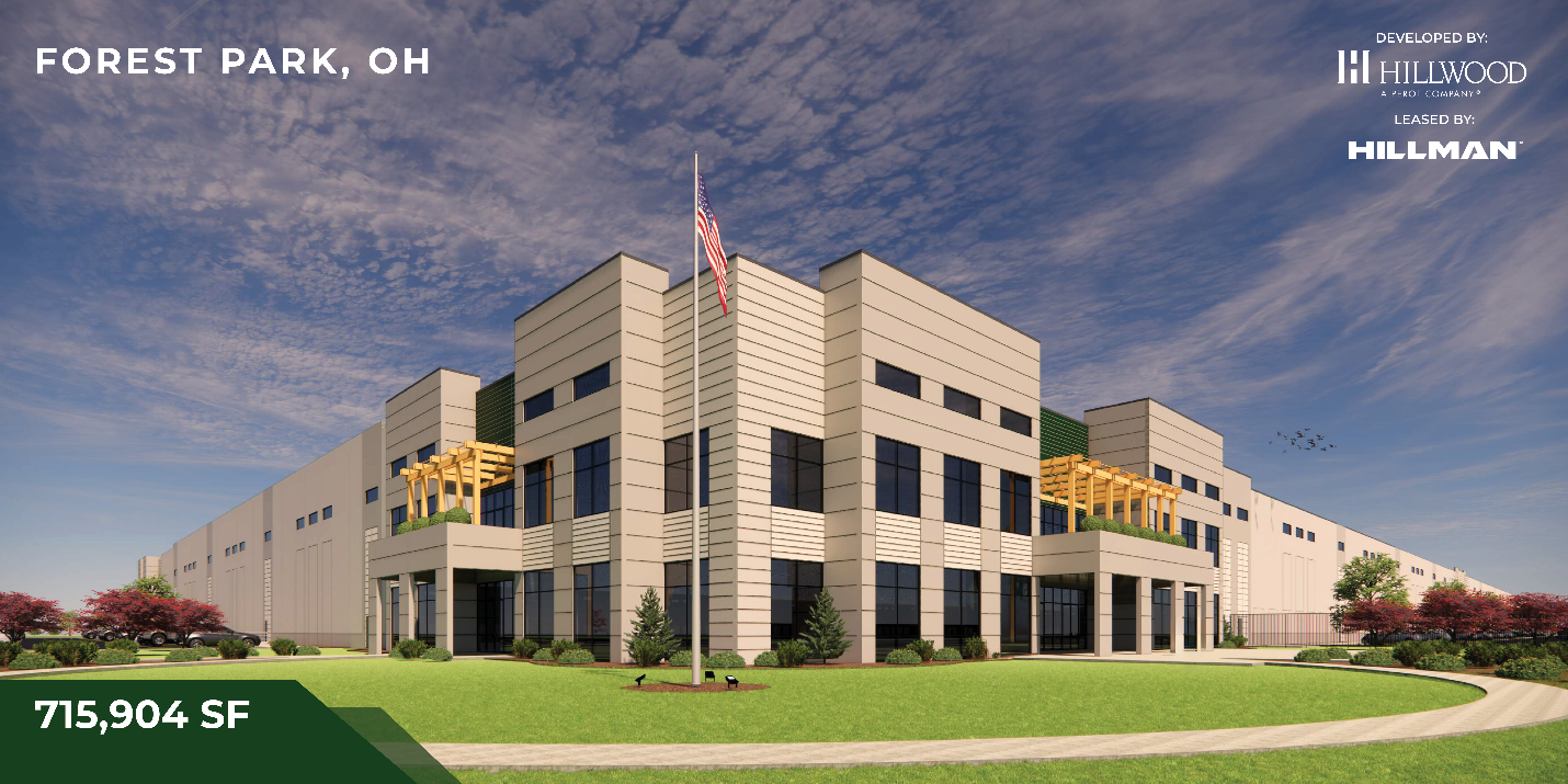 Architectural rendering of Hillman’s planned distribution facility in Forest Park, Ohio
