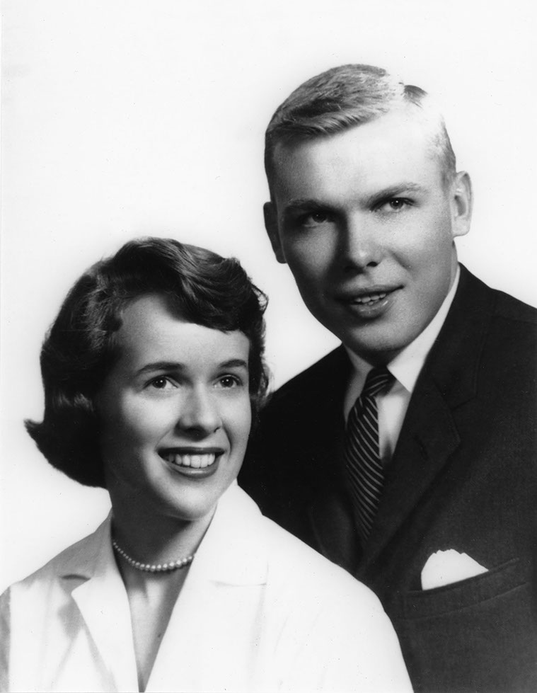 Karen Haight and Jon Huntsman together in their 1959 wedding photograph