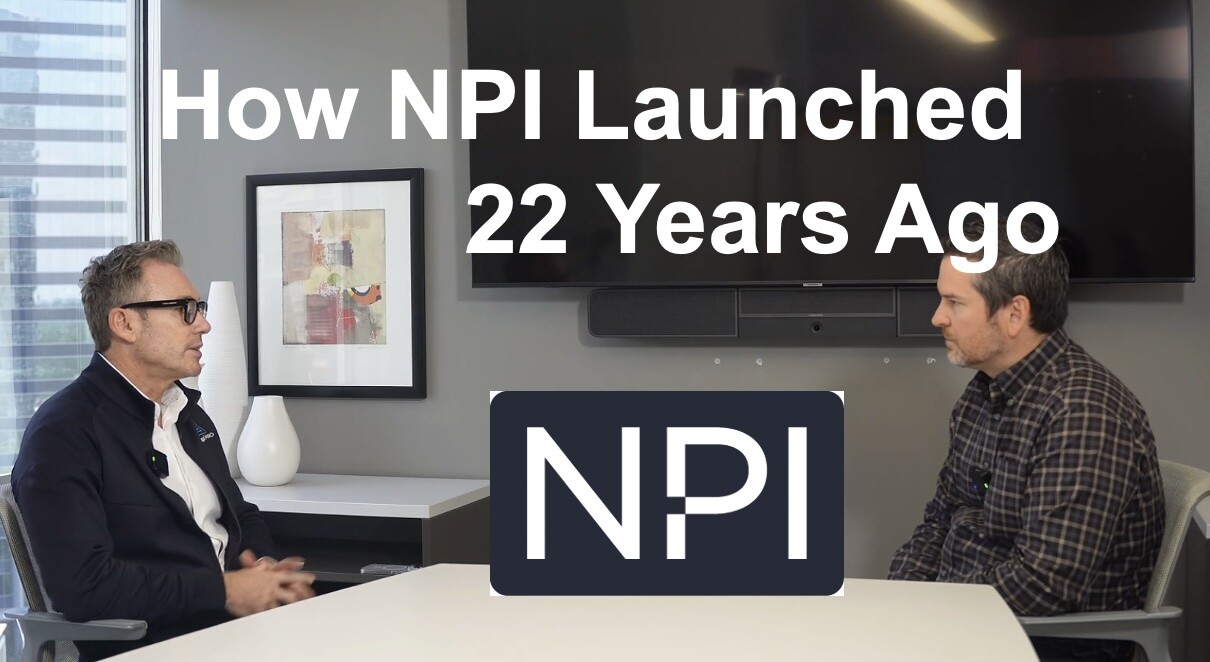 Jon Winsett and Tres Larsen seated across a table during their NPI origin-story interview