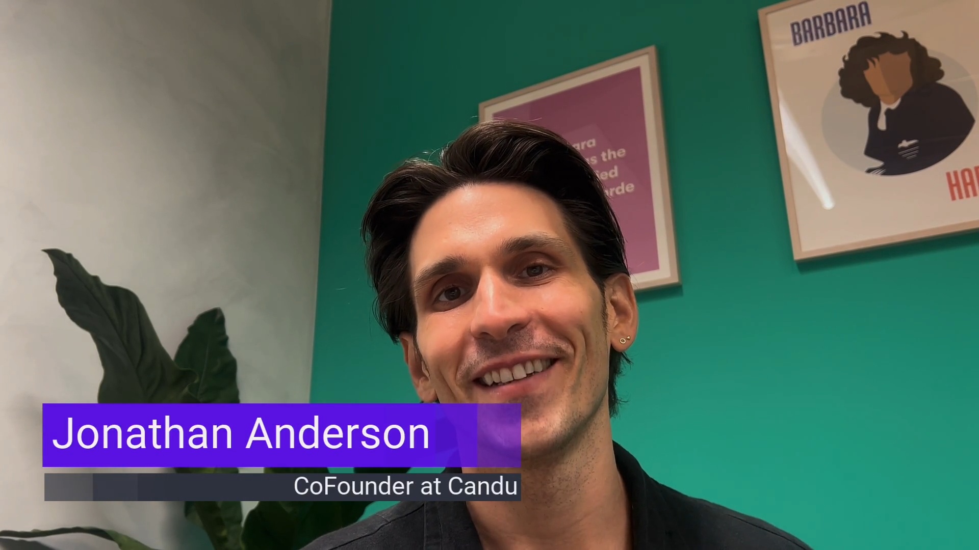 Jonathan Anderson introducing Candu’s AI editor in a video demonstration