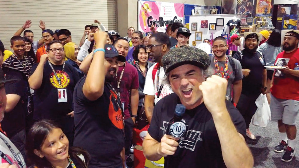 Jonathan Cathey celebrating among collectors at Comic-Con International in 2019