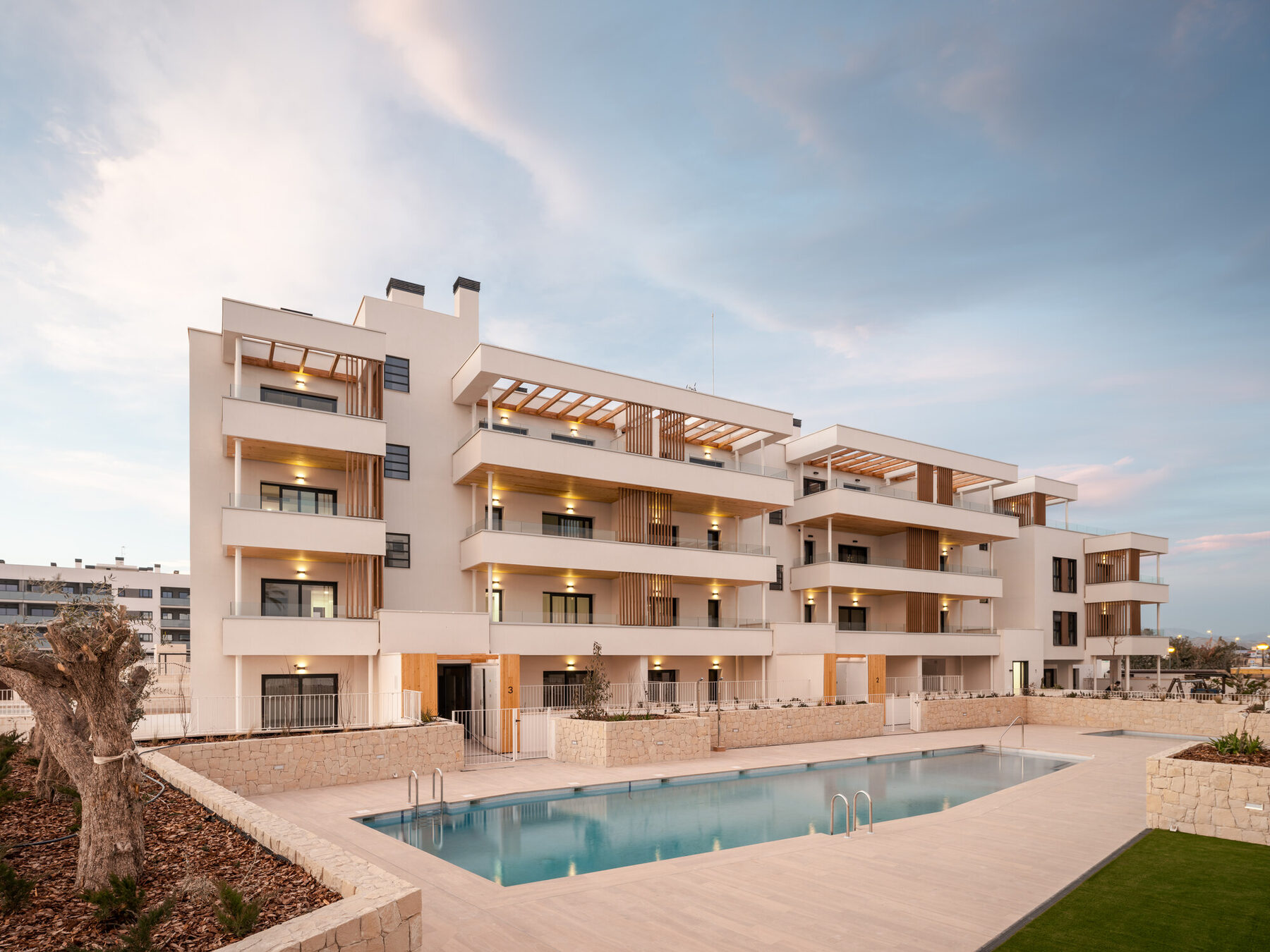 Fioresta residential development in Alicante, built by 011h for AEDAS Homes