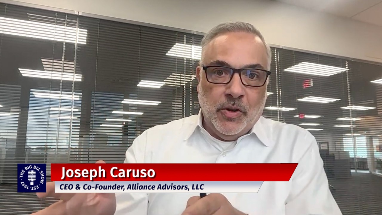 Joseph Caruso speaking during a remote appearance on The Big Biz Show