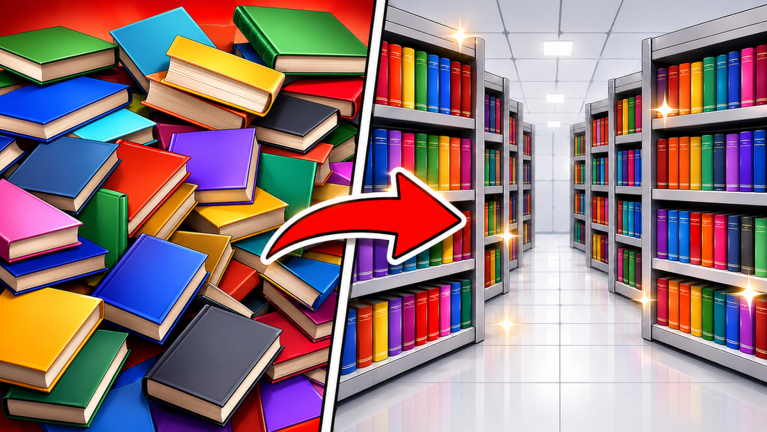 Official promotional artwork for Retro Shrimp’s Clean The Library game