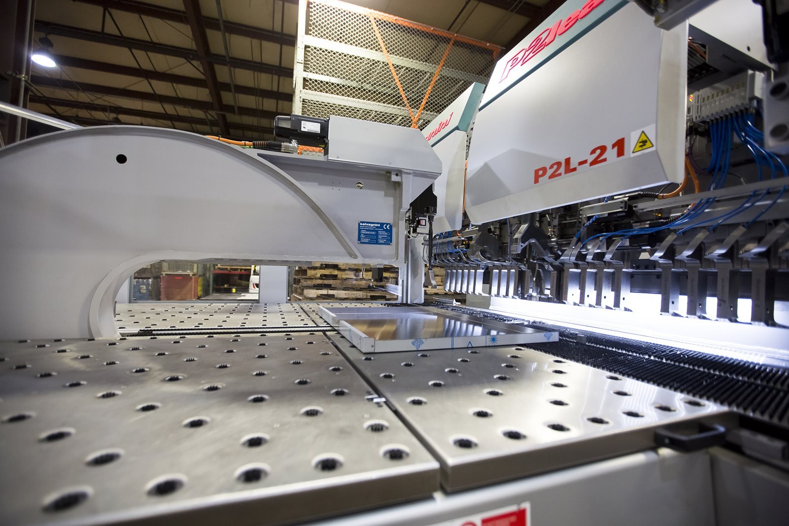 Panel bending equipment pictured in AOC Metal Works’ factory gallery