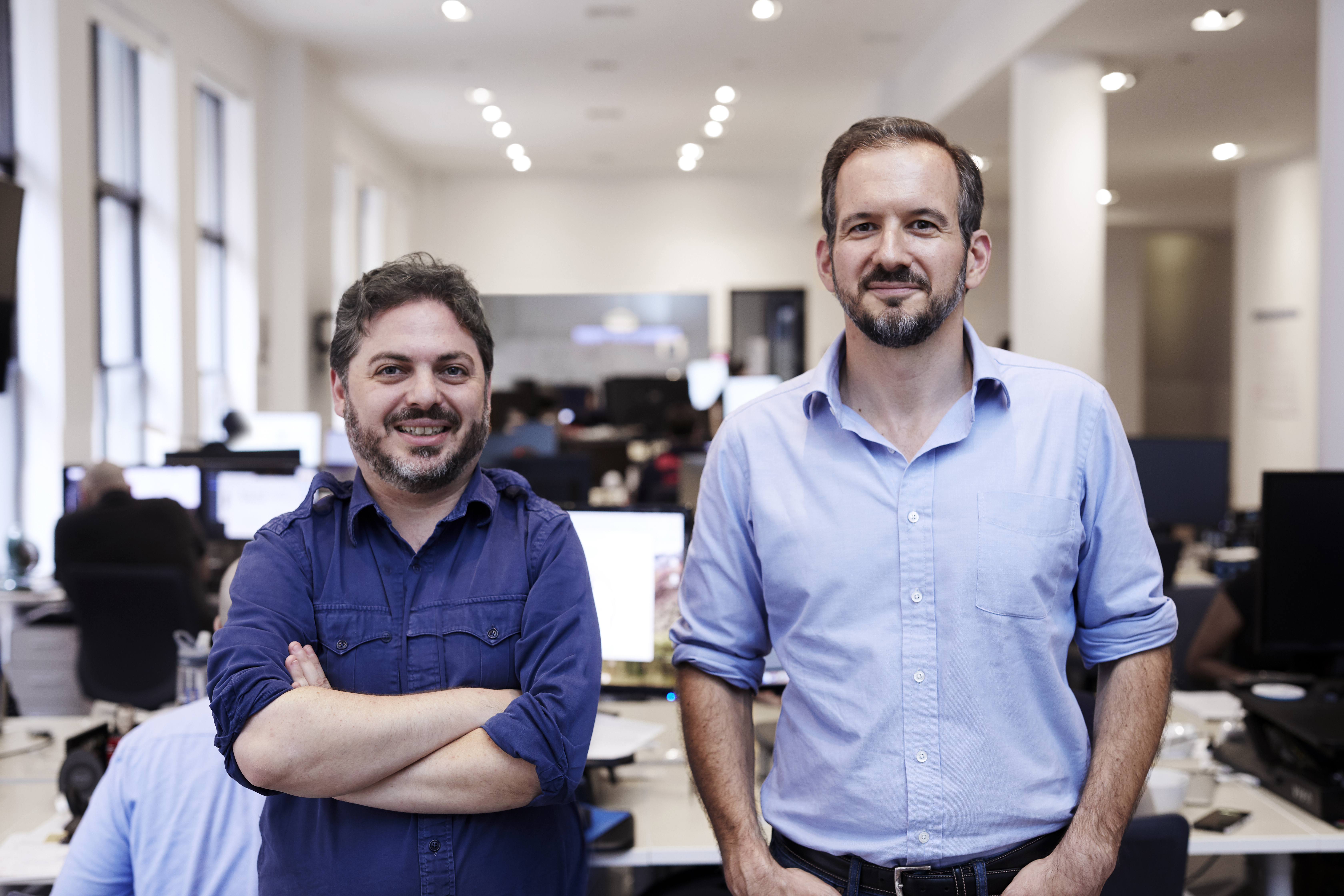 Bread co-founders Daniel Simon, left, and Josh Abramowitz, right, standing in their office