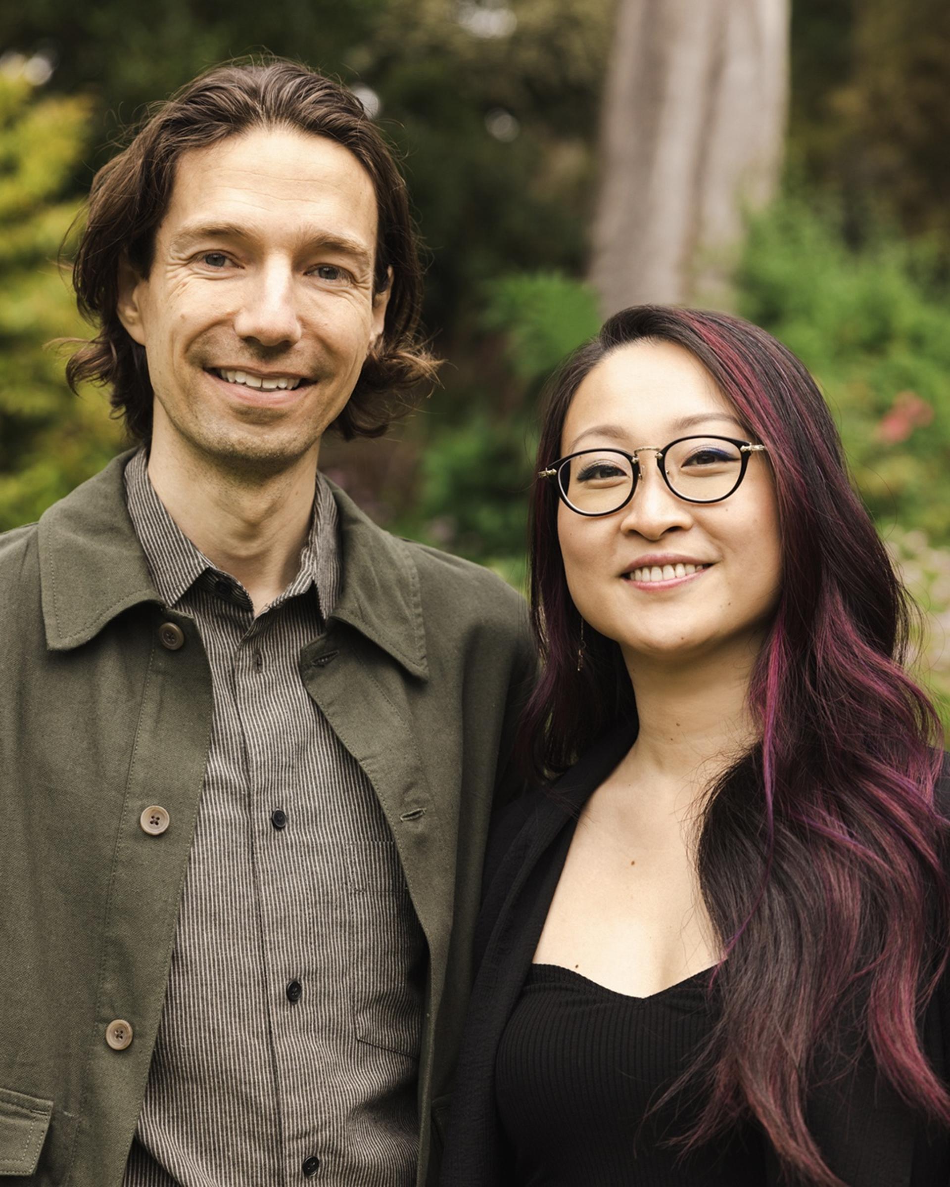 Josh Albrecht standing with Imbue co-founder Kanjun Qiu outdoors