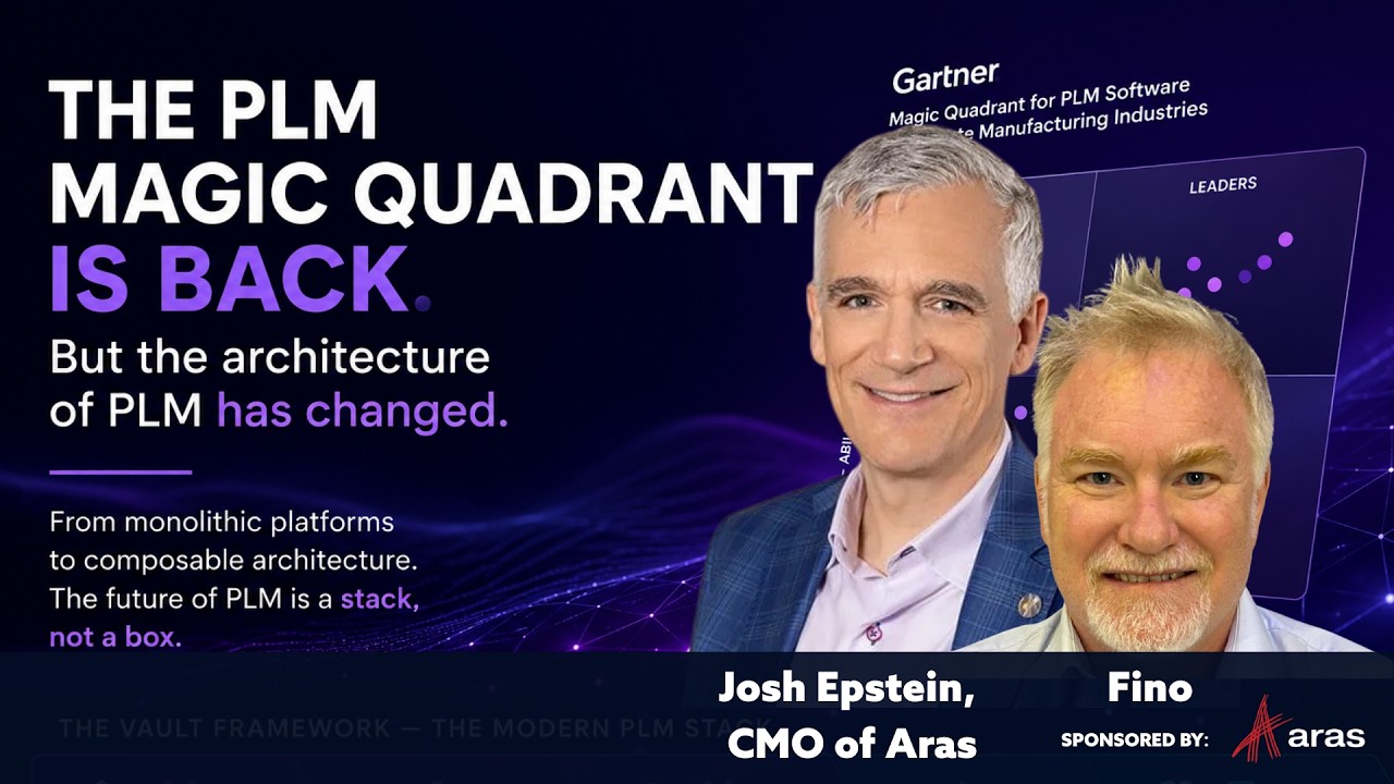 Josh Epstein and Michael Finocchiaro in the cover image for a discussion about the Gartner PLM Magic Quadrant and changes in PLM architecture