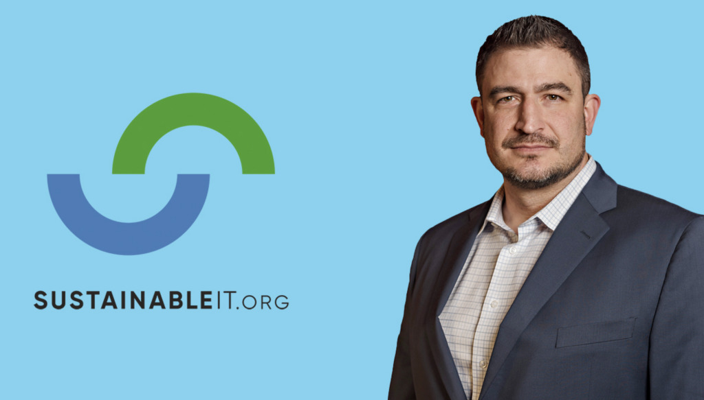 Josh Harbert beside the SustainableIT.org mark