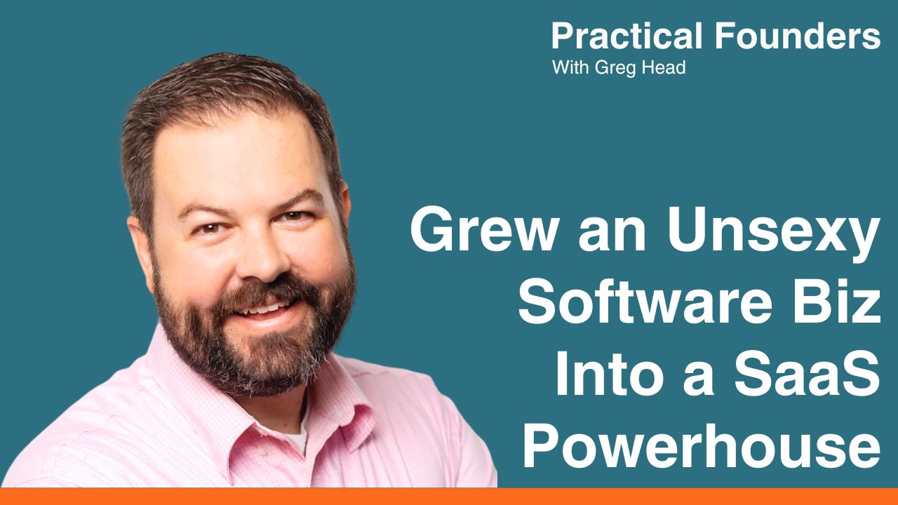 Josh Turley featured in a Practical Founders podcast graphic about growing RTA into a SaaS business