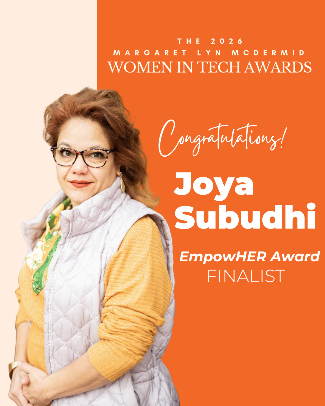 Wireside’s announcement naming Joya Subudhi a 2026 EmpowHER Award finalist