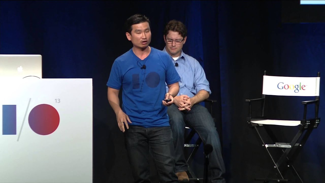 Ju-Kay Kwek presenting on stage at Google I/O 2013