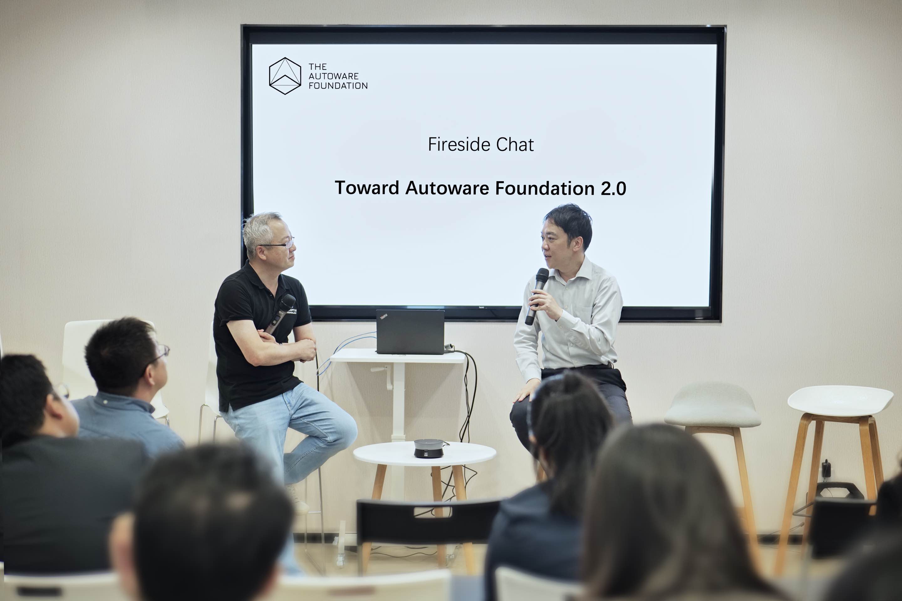 Julian Ma and Shinpei Kato in conversation at the Autoware Foundation meetup