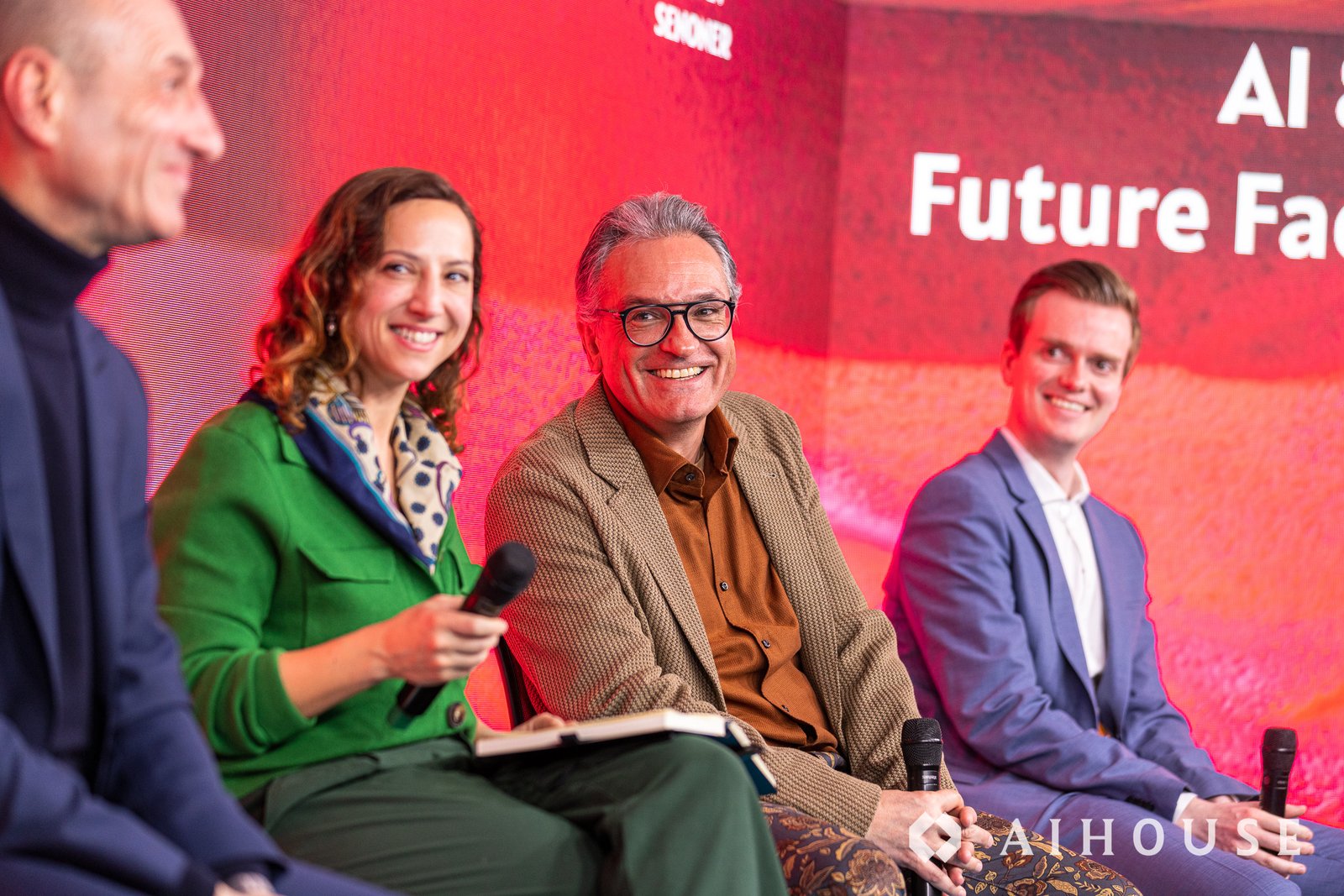 Panelists discussing AI and the Future Factory at AI House Davos in 2024