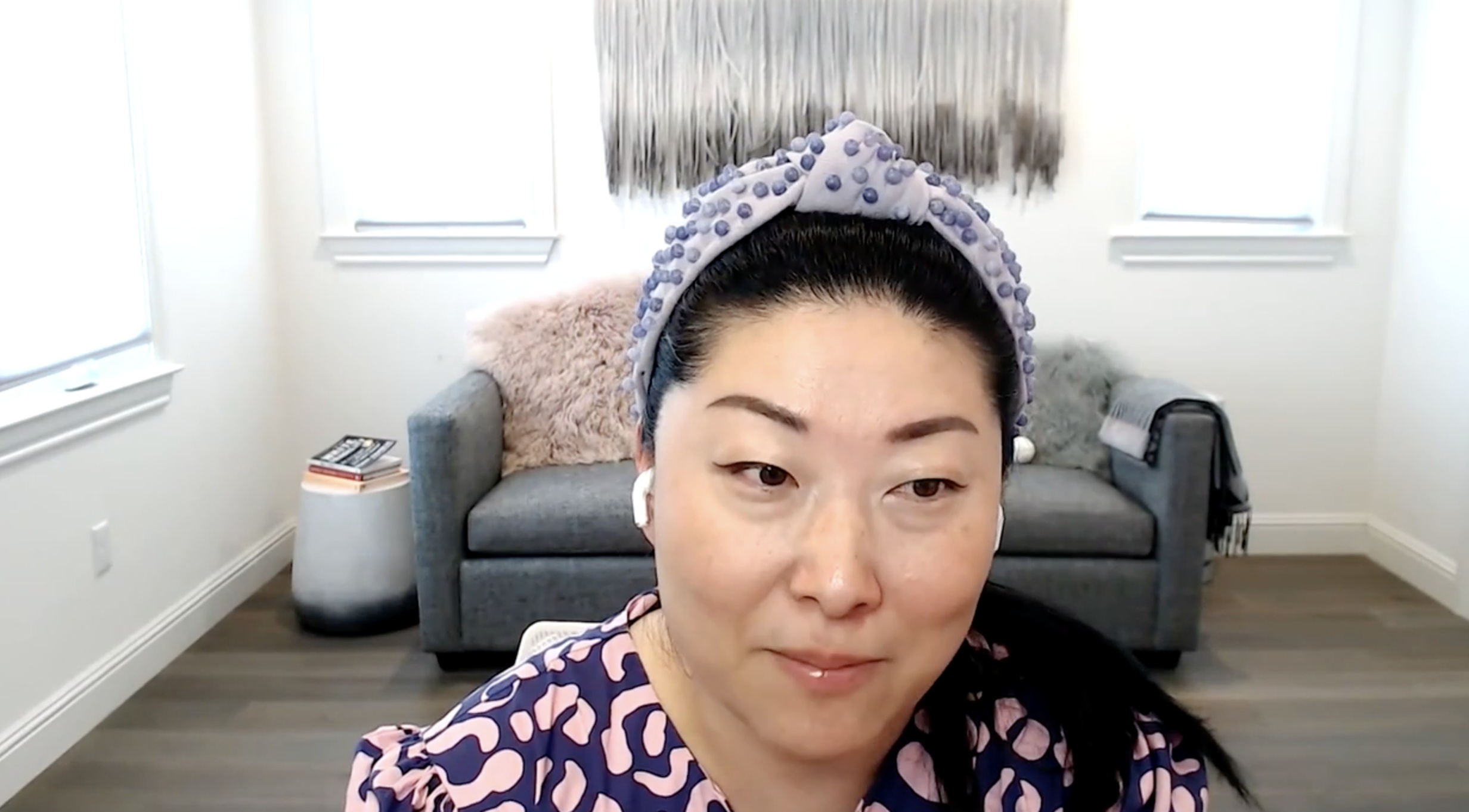 Julie Inouye speaking during a video interview for The Girl Dad Show