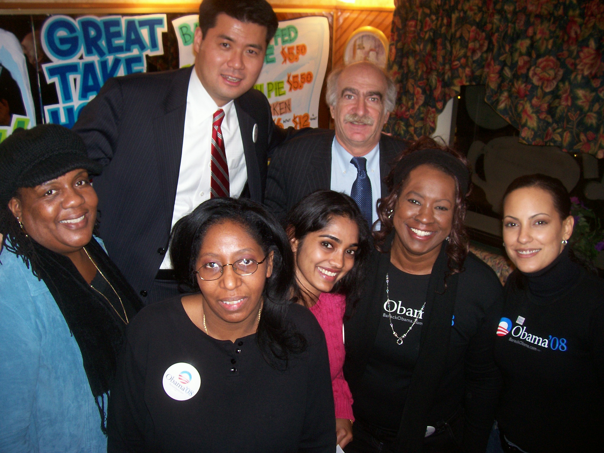Jun Choi, upper left, with Assemblyman Neil Cohen and Obama supporters at an Edison gathering
