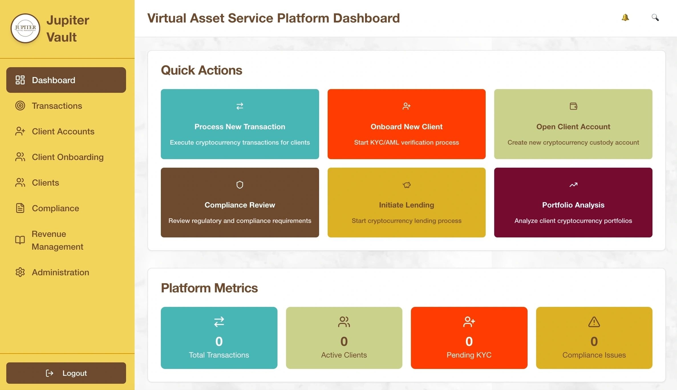 Jupiter Vault virtual asset platform interface