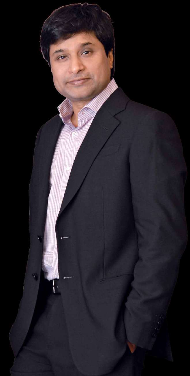 Justdial founder V. S. S. Mani in a dark suit