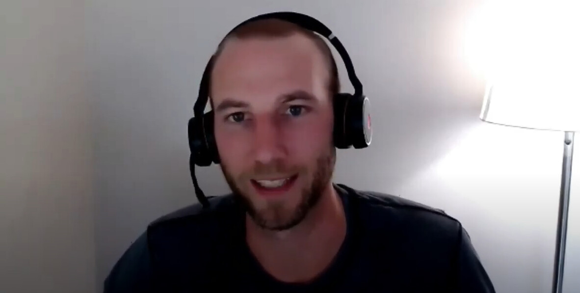Justin Holmes speaking by video during a 2020 Startupville interview