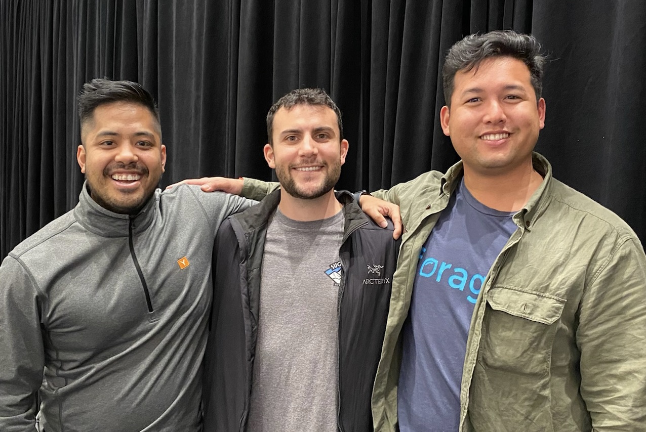 Justin Intal, Ofek Lavian and Victor Fimbres standing together outdoors