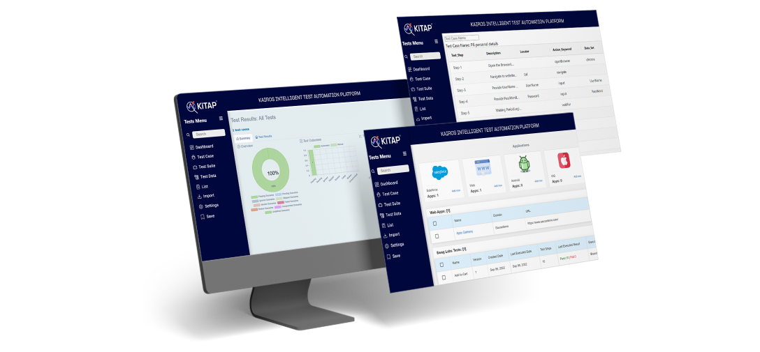 Kairos promotional image of the KiTAP testing platform on a computer display
