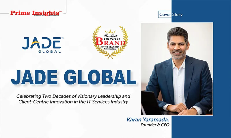 Magazine cover featuring Karan Yaramada and Jade Global