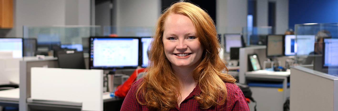 Katie Soderberg in the eOne Solutions office