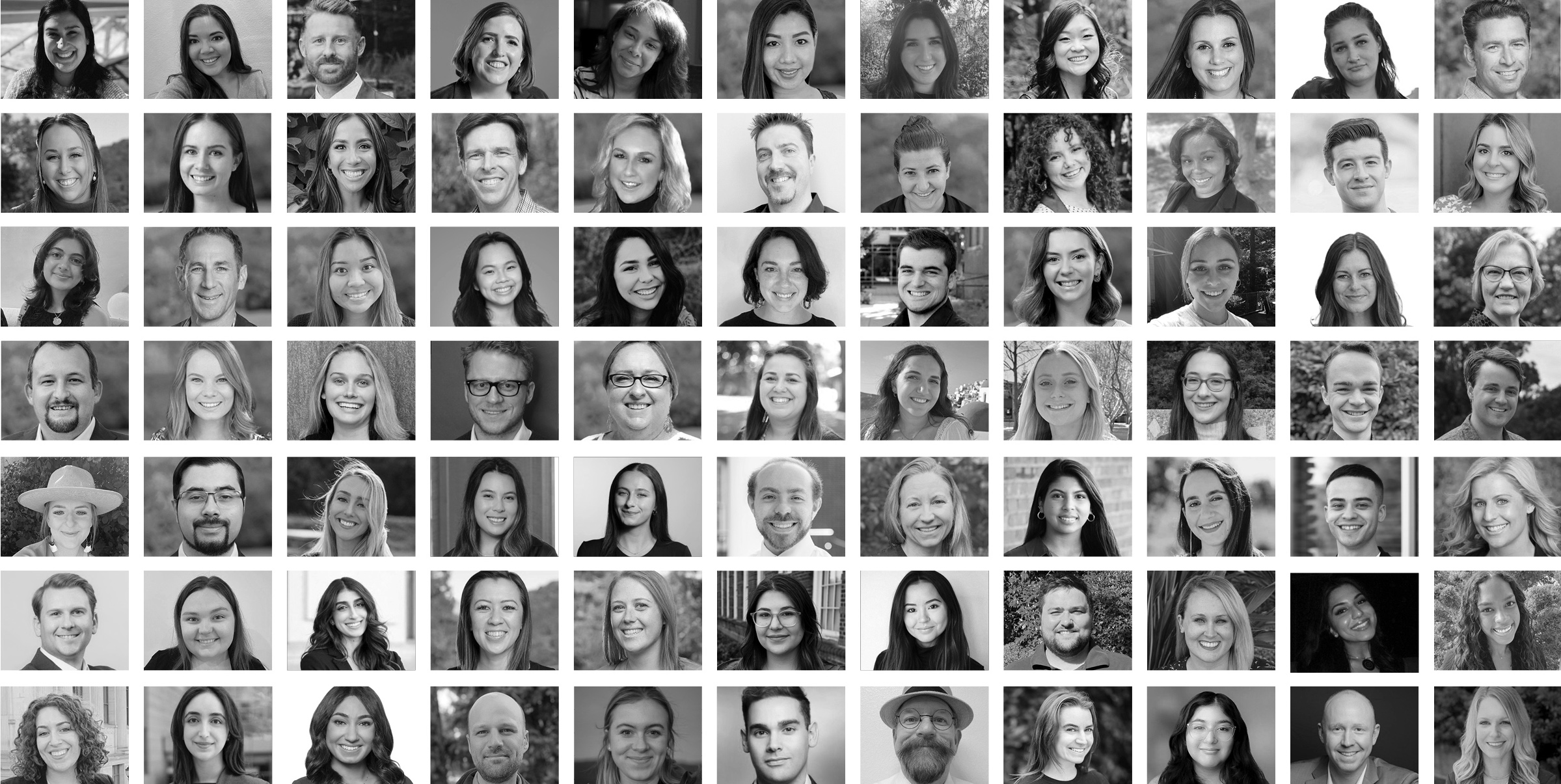 A black-and-white grid of Keadjian team portraits