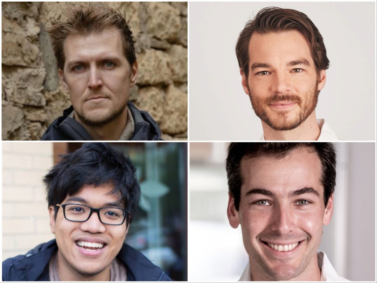 Four portraits of Suno's founding team, including Keenan Freyberg at top left