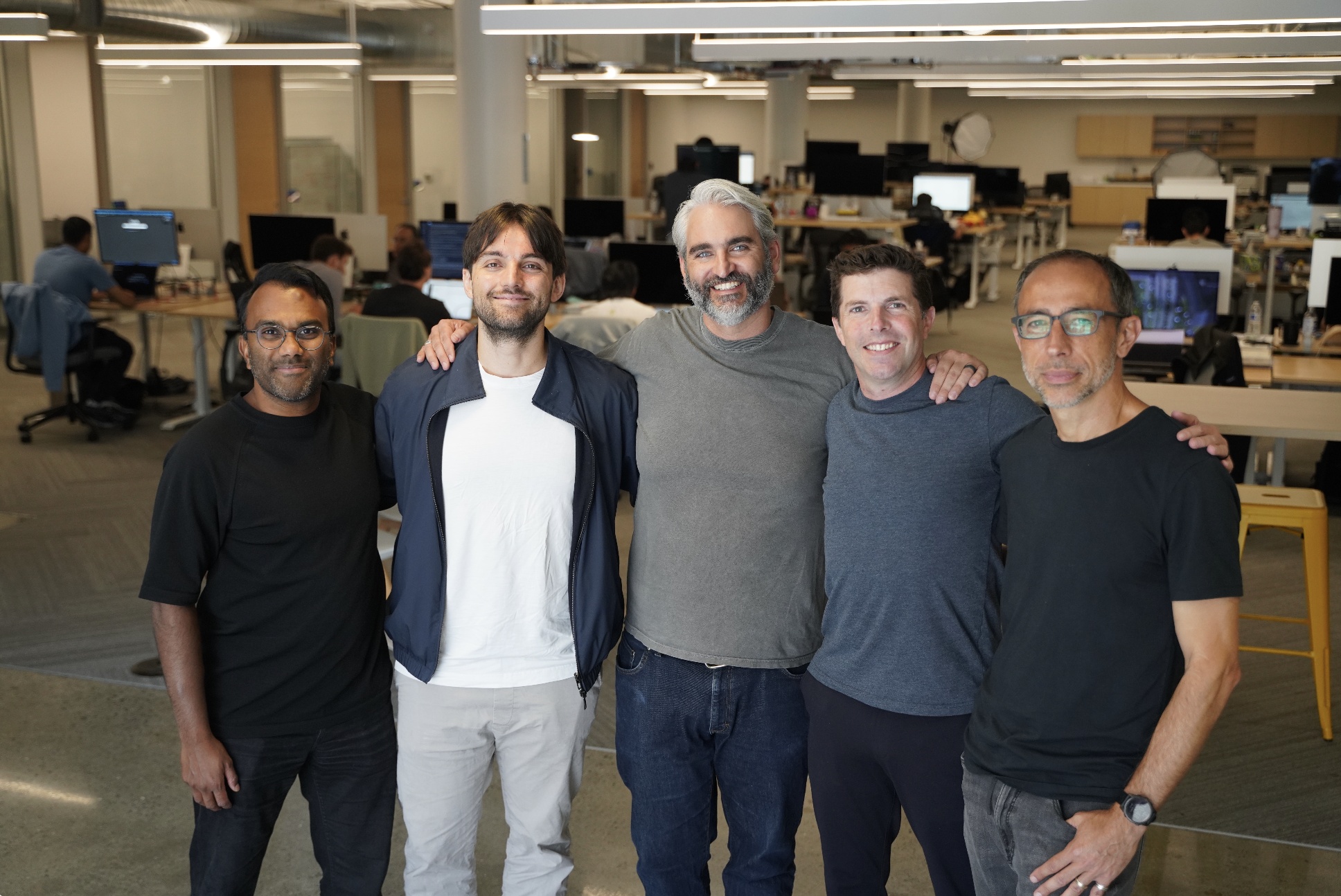 Keith Peiris, far left, with four fellow Lightfield founders in their office