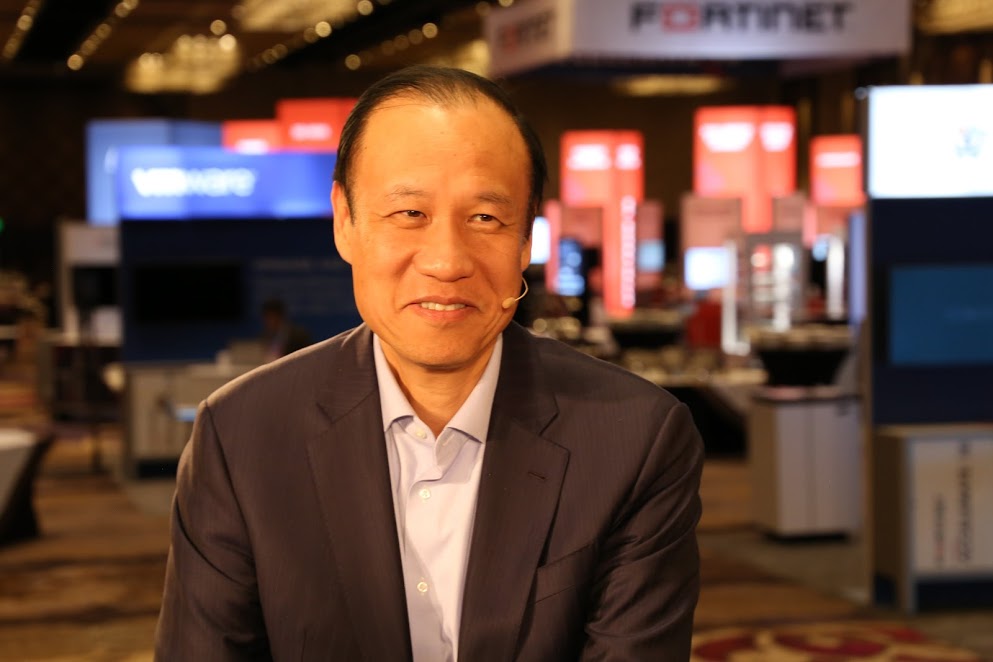 Ken Xie smiling during a theCUBE interview at Fortinet Accelerate 2018
