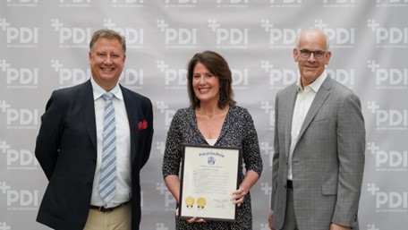Zachary Julius, Senator Holly Schepisi and Kent Davies at a PDI proclamation presentation