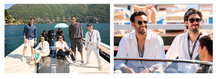 Sierra Racing Club owners at Lake Como, including Kerem Ozmen, Dominik Madani, Thibaut Courtois and Kyle Kuzma