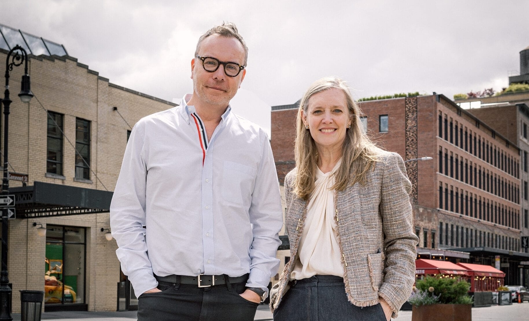 Matt Neale and Tamara Norman, the leaders of Golin Ketchum, seated together in a studio portrait