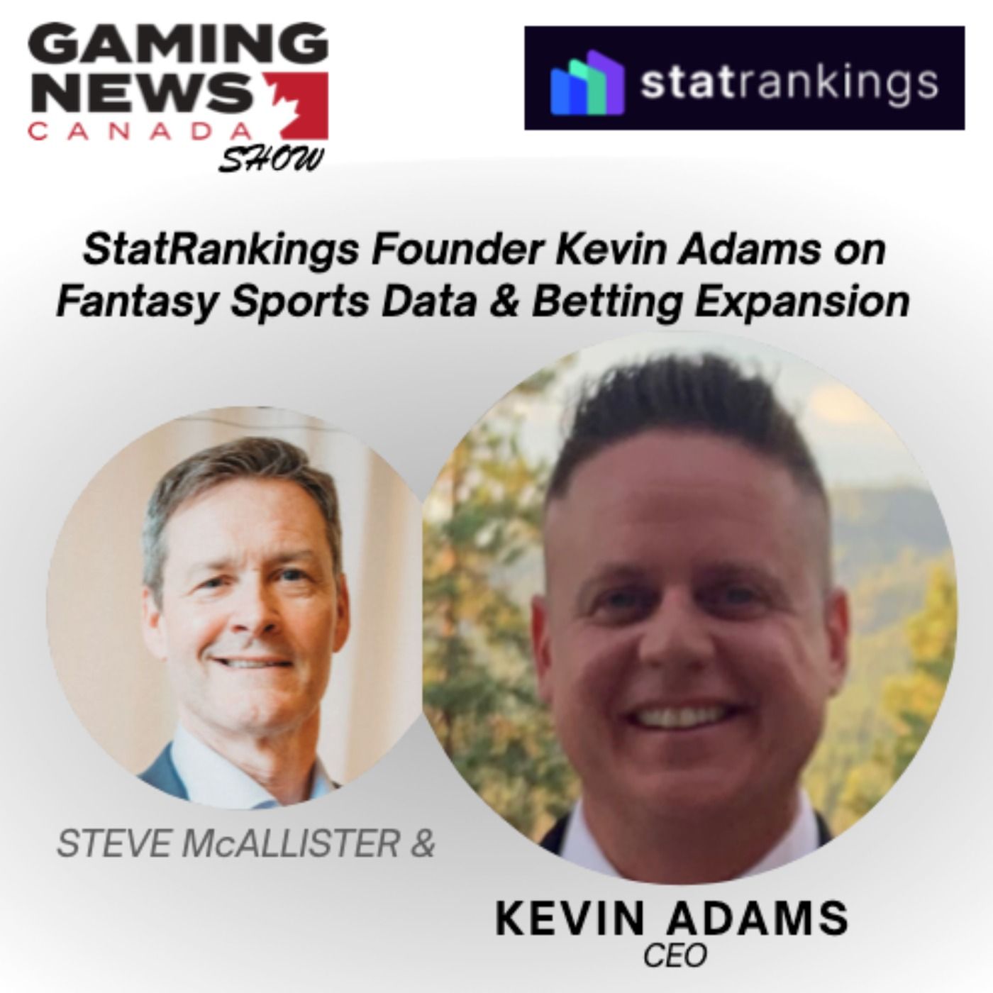 Gaming News Canada interview artwork with host Steve McAllister at left and Kevin Adams at right